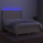vidaXL Boxspringbett mit Matratze & LED Creme 140x200 cm Stoff vidaXL Boxspringbett mit Matratze & LED Creme 140x200 cm Stoff