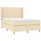 vidaXL Boxspringbett mit Matratze & LED Creme 140x200 cm Stoff vidaXL Boxspringbett mit Matratze & LED Creme 140x200 cm Stoff