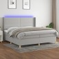 vidaXL Boxspringbett mit Matratze & LED Hellgrau 200x200 cm Stoff vidaXL Boxspringbett mit Matratze & LED Hellgrau 200x200 cm Stoff