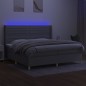 vidaXL Boxspringbett mit Matratze & LED Hellgrau 200x200 cm Stoff vidaXL Boxspringbett mit Matratze & LED Hellgrau 200x200 cm Stoff