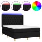 vidaXL Boxspringbett mit Matratze & LED Schwarz 140x190 cm Stoff vidaXL Boxspringbett mit Matratze & LED Schwarz 140x190 cm Stoff
