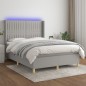 vidaXL Boxspringbett mit Matratze & LED Hellgrau 140x200 cm Stoff vidaXL Boxspringbett mit Matratze & LED Hellgrau 140x200 cm Stoff