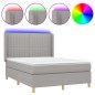 vidaXL Boxspringbett mit Matratze & LED Hellgrau 140x200 cm Stoff vidaXL Boxspringbett mit Matratze & LED Hellgrau 140x200 cm Stoff