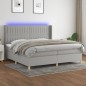 vidaXL Boxspringbett mit Matratze & LED Hellgrau 200x200 cm Stoff vidaXL Boxspringbett mit Matratze & LED Hellgrau 200x200 cm Stoff