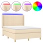 vidaXL Boxspringbett mit Matratze & LED Creme 140x200 cm Stoff vidaXL Boxspringbett mit Matratze & LED Creme 140x200 cm Stoff