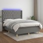 vidaXL Boxspringbett mit Matratze & LED Dunkelgrau 140x200 cm Stoff vidaXL Boxspringbett mit Matratze & LED Dunkelgrau 140x200 cm Stoff