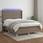 vidaXL Boxspringbett mit Matratze & LED Taupe 140x190 cm Stoff vidaXL Boxspringbett mit Matratze & LED Taupe 140x190 cm Stoff