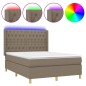 vidaXL Boxspringbett mit Matratze & LED Taupe 140x190 cm Stoff vidaXL Boxspringbett mit Matratze & LED Taupe 140x190 cm Stoff