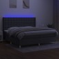 vidaXL Boxspringbett mit Matratze & LED Dunkelgrau 200x200 cm Stoff vidaXL Boxspringbett mit Matratze & LED Dunkelgrau 200x200 cm Stoff