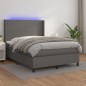 vidaXL Boxspringbett mit Matratze & LED Grau 140x200 cm Kunstleder