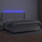 vidaXL Boxspringbett mit Matratze & LED Weiß 200x200 cm Kunstleder vidaXL Boxspringbett mit Matratze & LED Weiß 200x200 cm Kunstleder