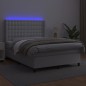 vidaXL Boxspringbett mit Matratze & LED Weiß 140x200 cm Kunstleder vidaXL Boxspringbett mit Matratze & LED Weiß 140x200 cm Kunstleder