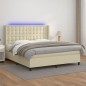 vidaXL Boxspringbett mit Matratze & LED Creme 180x200 cm Kunstleder vidaXL Boxspringbett mit Matratze & LED Creme 180x200 cm Kunstleder