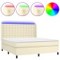 vidaXL Boxspringbett mit Matratze & LED Creme 180x200 cm Kunstleder vidaXL Boxspringbett mit Matratze & LED Creme 180x200 cm Kunstleder