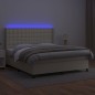 vidaXL Boxspringbett mit Matratze & LED Creme 180x200 cm Kunstleder vidaXL Boxspringbett mit Matratze & LED Creme 180x200 cm Kunstleder