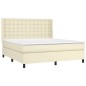vidaXL Boxspringbett mit Matratze & LED Creme 180x200 cm Kunstleder vidaXL Boxspringbett mit Matratze & LED Creme 180x200 cm Kunstleder