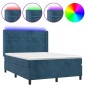 vidaXL Boxspringbett mit Matratze & LED Dunkelblau 140x200 cm Samt vidaXL Boxspringbett mit Matratze & LED Dunkelblau 140x200 cm Samt