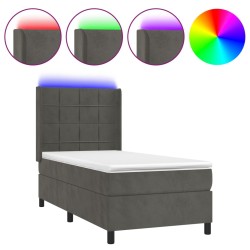 vidaXL Boxspringbett mit Matratze & LED Dunkelgrau 80x200 cm Samt
