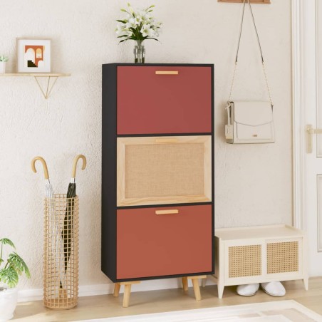 vidaXL Schuhschrank Schwarz 52x25x120 cm Holzwerkstoff
