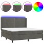 vidaXL Boxspringbett mit Matratze & LED Dunkelgrau 180x200 cm Samt vidaXL Boxspringbett mit Matratze & LED Dunkelgrau 180x200 cm Samt