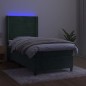 vidaXL Boxspringbett mit Matratze & LED Dunkelgrün 90x190 cm Samt vidaXL Boxspringbett mit Matratze & LED Dunkelgrün 90x190 cm Samt