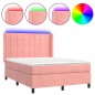 vidaXL Boxspringbett mit Matratze & LED Rosa 140x200 cm Samt vidaXL Boxspringbett mit Matratze & LED Rosa 140x200 cm Samt