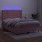 vidaXL Boxspringbett mit Matratze & LED Rosa 140x200 cm Samt vidaXL Boxspringbett mit Matratze & LED Rosa 140x200 cm Samt