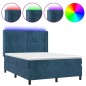 vidaXL Boxspringbett mit Matratze & LED Dunkelblau 140x190 cm Samt vidaXL Boxspringbett mit Matratze & LED Dunkelblau 140x190 cm Samt