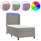 vidaXL Boxspringbett mit Matratze & LED Hellgrau 90x200 cm Samt vidaXL Boxspringbett mit Matratze & LED Hellgrau 90x200 cm Samt