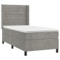 vidaXL Boxspringbett mit Matratze & LED Hellgrau 90x200 cm Samt vidaXL Boxspringbett mit Matratze & LED Hellgrau 90x200 cm Samt