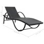 Sonnenliege mit Auflage & Tisch Poly Rattan Schwarz Sonnenliege mit Auflage & Tisch Poly Rattan Schwarz