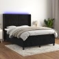 vidaXL Boxspringbett mit Matratze & LED Schwarz 140x190 cm Samt vidaXL Boxspringbett mit Matratze & LED Schwarz 140x190 cm Samt