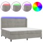 vidaXL Boxspringbett mit Matratze & LED Hellgrau 200x200 cm Samt vidaXL Boxspringbett mit Matratze & LED Hellgrau 200x200 cm Samt