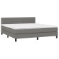 vidaXL Boxspringbett mit Matratze Dunkelgrau 160x200 cm Stoff vidaXL Boxspringbett mit Matratze Dunkelgrau 160x200 cm Stoff