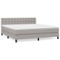 vidaXL Boxspringbett mit Matratze Hellgrau 160x200 cm Stoff vidaXL Boxspringbett mit Matratze Hellgrau 160x200 cm Stoff
