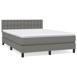 vidaXL Boxspringbett mit Matratze Dunkelgrau 140x190 cm Stoff