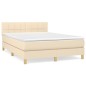 vidaXL Boxspringbett mit Matratze Creme 140x190 cm Stoff vidaXL Boxspringbett mit Matratze Creme 140x190 cm Stoff