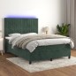 vidaXL Boxspringbett mit Matratze & LED Dunkelgrün 140x190 cm Samt vidaXL Boxspringbett mit Matratze & LED Dunkelgrün 140x190 cm Samt