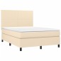 vidaXL Boxspringbett mit Matratze & LED Creme 140x190 cm Stoff vidaXL Boxspringbett mit Matratze & LED Creme 140x190 cm Stoff