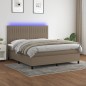 vidaXL Boxspringbett mit Matratze & LED Taupe 160x200 cm Stoff vidaXL Boxspringbett mit Matratze & LED Taupe 160x200 cm Stoff