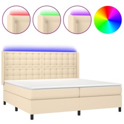 vidaXL Boxspringbett mit Matratze & LED Creme 200x200 cm Stoff