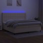 vidaXL Boxspringbett mit Matratze & LED Creme 200x200 cm Stoff vidaXL Boxspringbett mit Matratze & LED Creme 200x200 cm Stoff