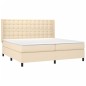 vidaXL Boxspringbett mit Matratze & LED Creme 200x200 cm Stoff vidaXL Boxspringbett mit Matratze & LED Creme 200x200 cm Stoff