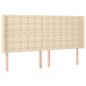 vidaXL Boxspringbett mit Matratze & LED Creme 200x200 cm Stoff vidaXL Boxspringbett mit Matratze & LED Creme 200x200 cm Stoff
