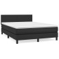 vidaXL Boxspringbett mit Matratze Schwarz 140x190 cm Kunstleder vidaXL Boxspringbett mit Matratze Schwarz 140x190 cm Kunstleder