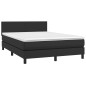 vidaXL Boxspringbett mit Matratze Schwarz 140x190 cm Kunstleder vidaXL Boxspringbett mit Matratze Schwarz 140x190 cm Kunstleder