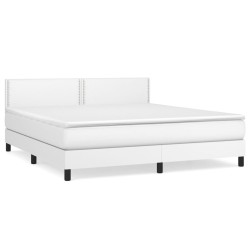 vidaXL Boxspringbett mit Matratze Weiß 160x200 cm Kunstleder
