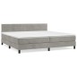 vidaXL Boxspringbett mit Matratze Hellgrau 200x200 cm Samt vidaXL Boxspringbett mit Matratze Hellgrau 200x200 cm Samt