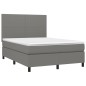 vidaXL Boxspringbett mit Matratze Dunkelgrau 140x190 cm Stoff vidaXL Boxspringbett mit Matratze Dunkelgrau 140x190 cm Stoff