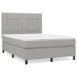 vidaXL Boxspringbett mit Matratze Hellgrau 140x190 cm Stoff vidaXL Boxspringbett mit Matratze Hellgrau 140x190 cm Stoff